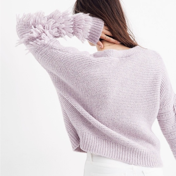 Madewell Fringe-Sleeve Pullover Sweater L - Picture 4 of 8